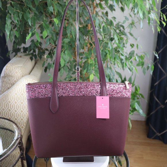 kate spade Handbags - NWT Kate Spade Cherrywood Tote/Shoulder Bag & Glitter Trim